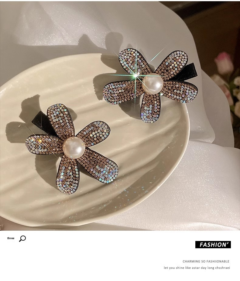Elegante Blumen Haarspange Mit Strass Und Perlen Für Damen_voghion.com