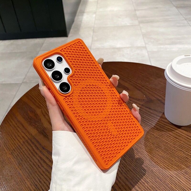 Suitable for Samsung S26Ultra Mobile Phone Case, Niche Simple Solid Color Magnetic Honeycomb Cooling S23Ultra Protective Case