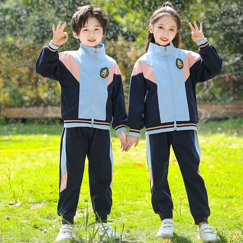 Uniform for kindergarten for elementary school students, children's autumn sports blue set, wholesale