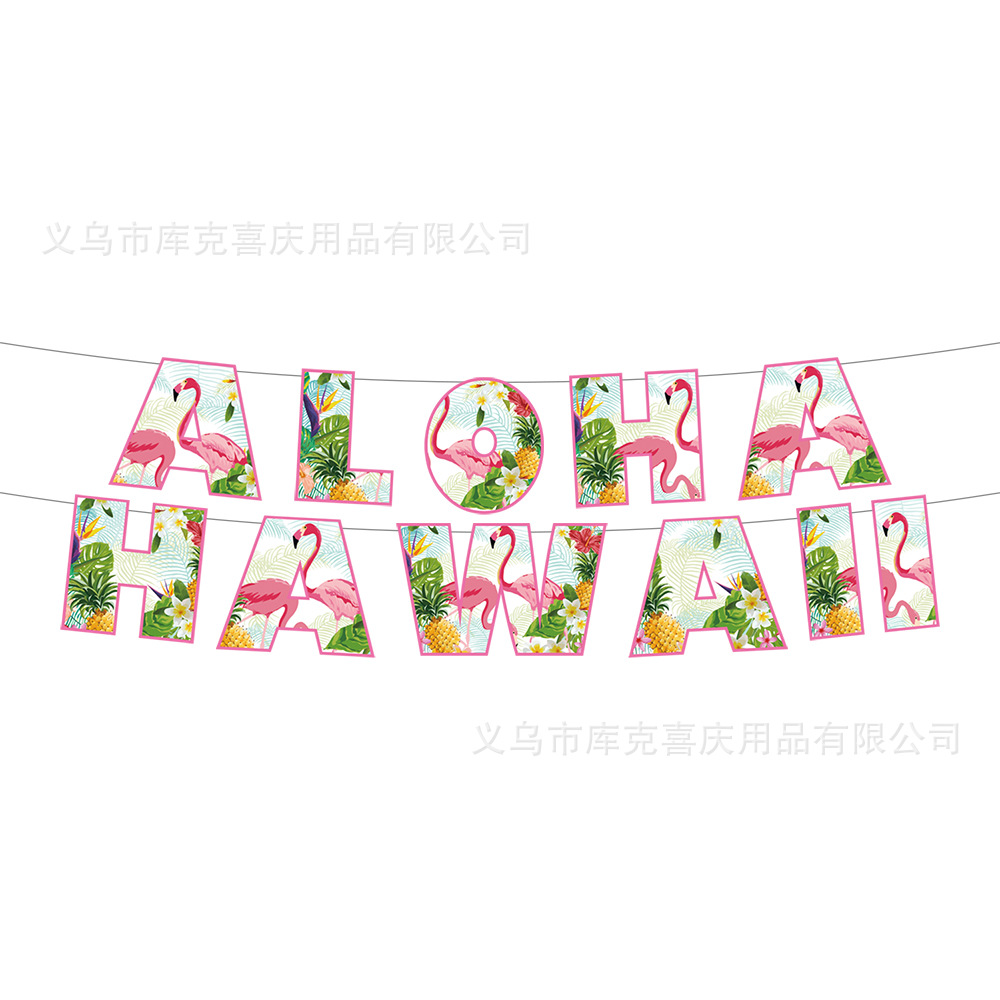 Temas de verano flamenco bandeja de papel desechable tazas de papel toallas de papel cubiertos bandejas de bandera hawaiana set decoración de fiesta