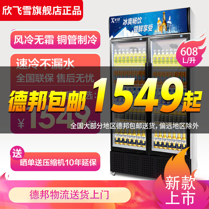 冷藏饮料展示柜商用保鲜柜立式单双门大容量冰柜超市冰箱啤酒柜|ru