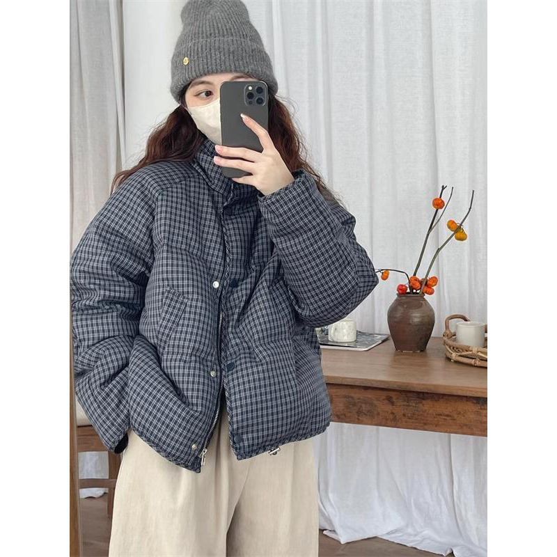格子棉服女短款2025冬时尚新款时尚洋气减龄面包服小个子棉衣外套|undefined