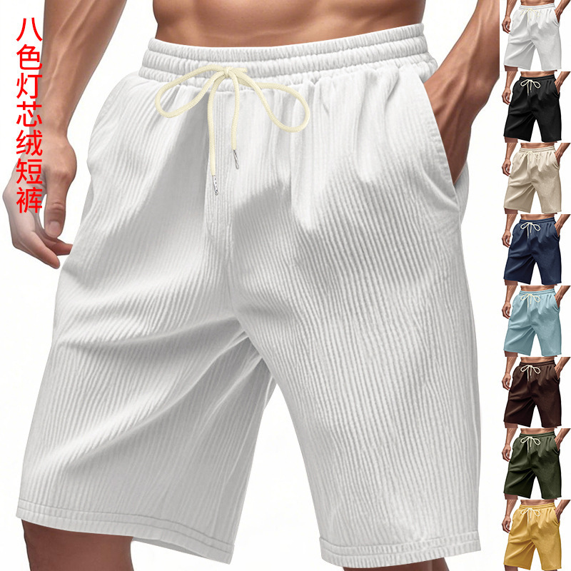 Cross-Border Independent Station Summer American Men's Heavyweight Loose Ami Khaki Corduroy Trendy Beach Sports Shorts