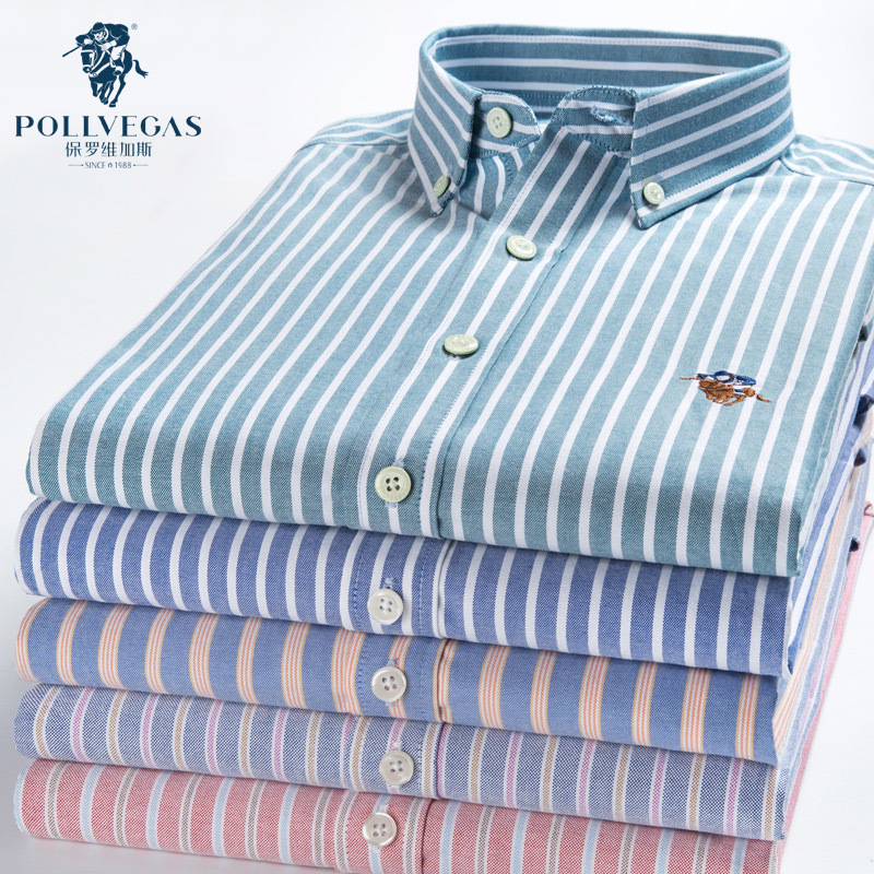 Carefully Selected Paul Genuine Summer Hot Selling Oxford Cotton Men's Shirts Short-Sleeved Plaid Shirts Casual Men's Clothing