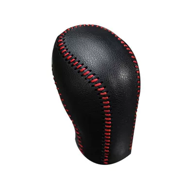 Decorative Leather Pad Cover, Sürətlər qutusu və əl tormozu başlıqları - 14-24-nissan-xijun-gear-handle-cover-plain-black-leather-with-red-stitching-unbranded