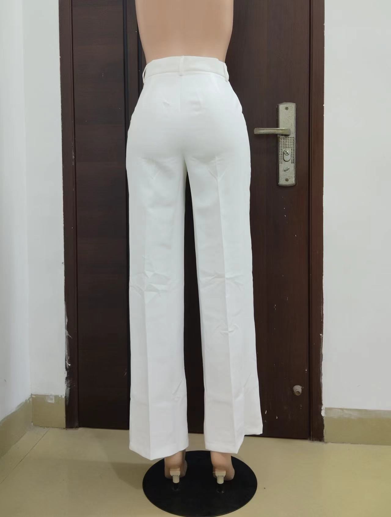 High waisted straight wide leg casual trousers_mkmklike.com