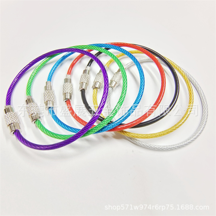 钢丝圈行李牌挂扣钢丝扣防护网威也绳黑色包胶钢丝绳批发不锈钢