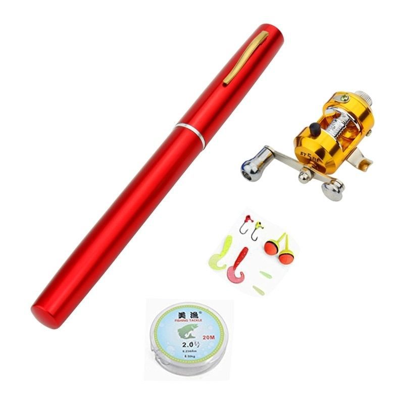 Fountain pen fishing rod, mini ultra-small ice fishing gear, drum reel fishing rod, dual-use portable fishing rod, complete set, genuine product