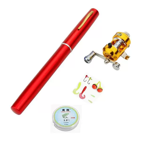Fountain pen fishing rod, mini ultra-small ice fishing gear, drum reel fishing rod, dual-use portable fishing rod, complete set, genuine product