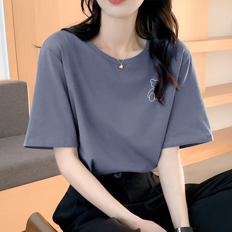 【ゆったり痩身】2025年夏新作レディース無地ゆったり半袖トレンドブランドTシャツ、ユニークでシック|undefined