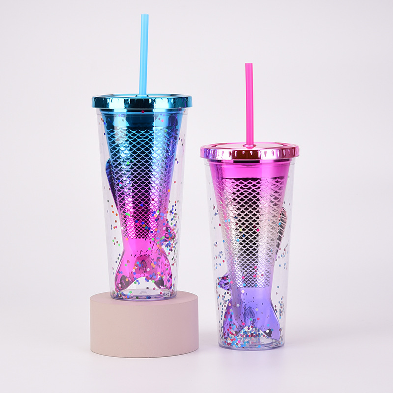 630g Weight Water Bottles Kitchen and drinking utensils 1 Piece Quantity Home, inside the car Occasion Plastic Material Sequins, Mermaid Tail Pattern Fashion Style Fashion Sequins Mermaid Tail Plastic Water Bottles 1 Piece 4