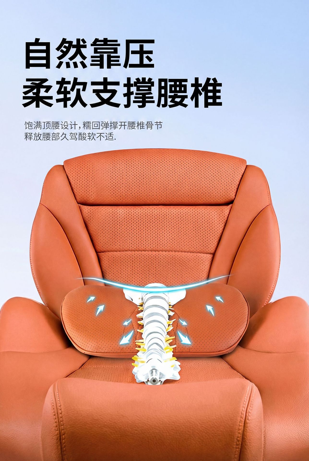 Car Headrest, Lumbar Support, Neck Pillow, Nappa Leather Slow Rebound Memory Foam, Ergonomic Neck Support, Waist Comfort, Breathable Pillow