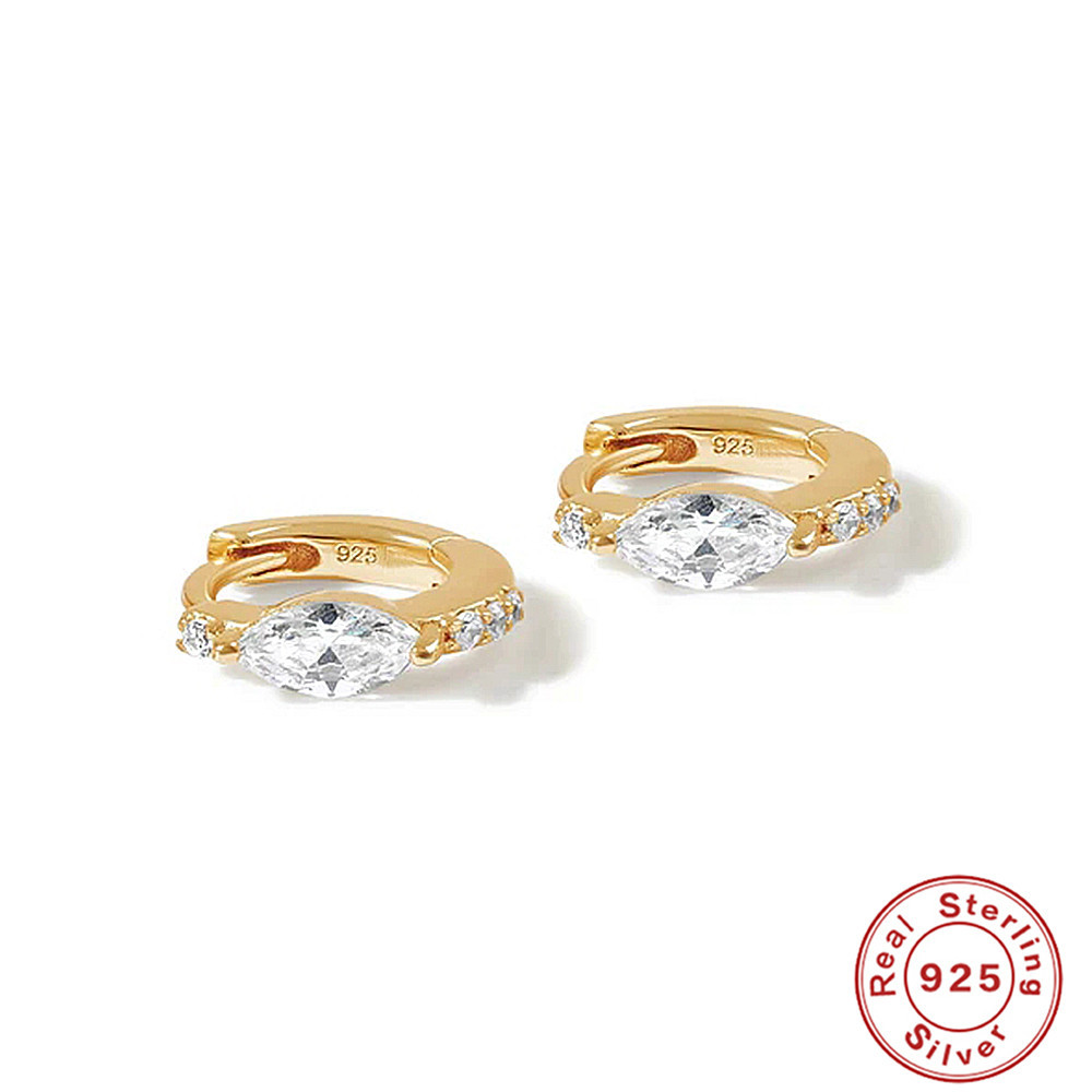 Plating Design 1 Pair 925 Sterling Silver Zircon Geometric Earrings