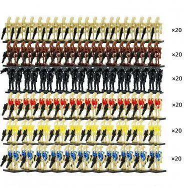 Minifigure set — assorted robot & soldier figures, mixed packs 8–120 pcs, combinable