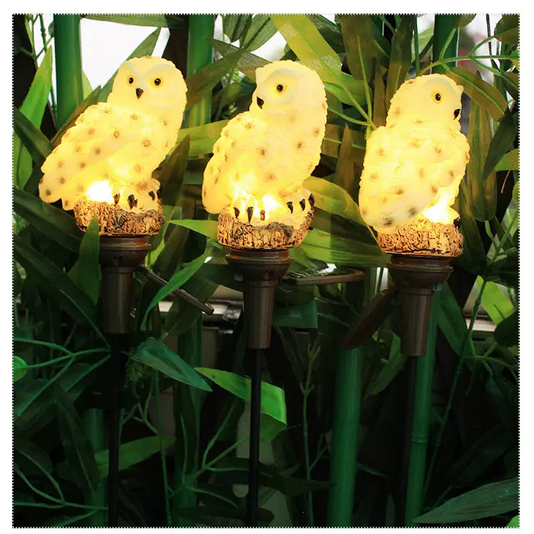 跨境太阳能猫头鹰灯户外庭院花园仿真灯饰led防水草坪灯地插灯