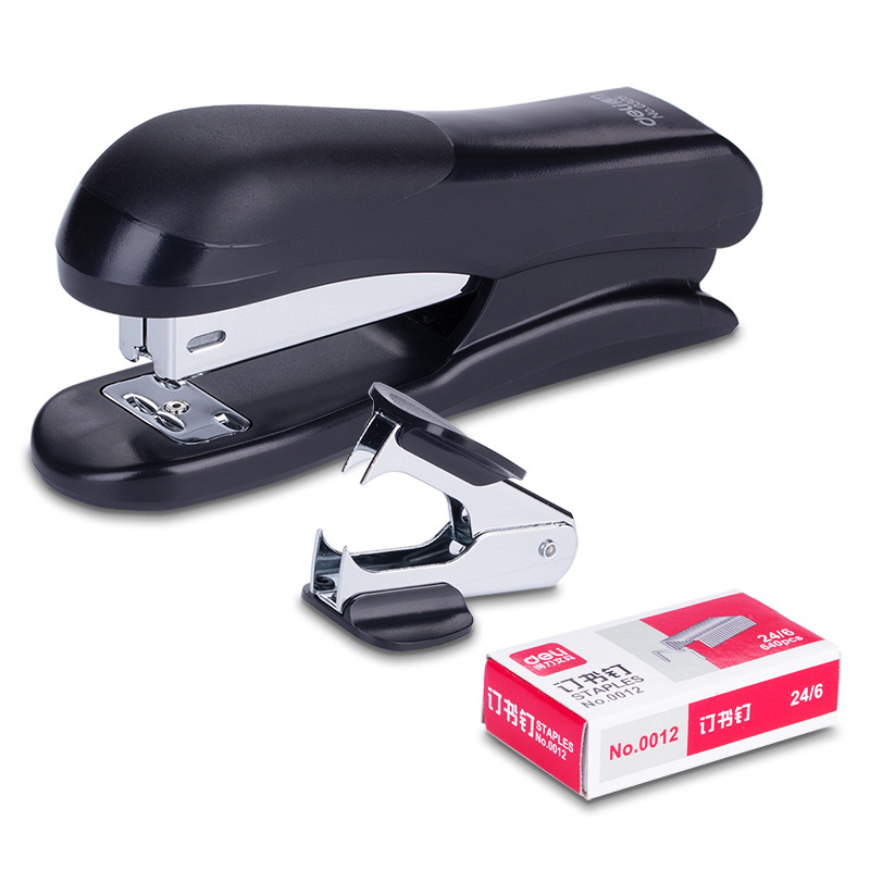 Deli Stationery 0355 Stapler Set Affordable No. 12 Stapler Staple Remover Stapler Card Pack
