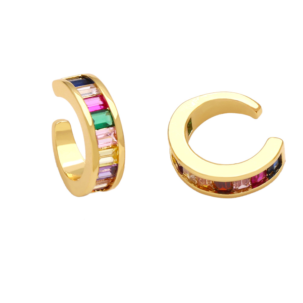 Fashion Geometric Copper Inlay Zircon Ear clips 1 Pair