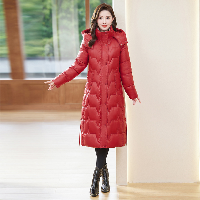 Chaqueta de algodón de pluma para mujeres más largo de la rodilla 2024 invierno nuevo chaqueta de algodón delgada coreana de gran tamaño grueso abrigo de algodón