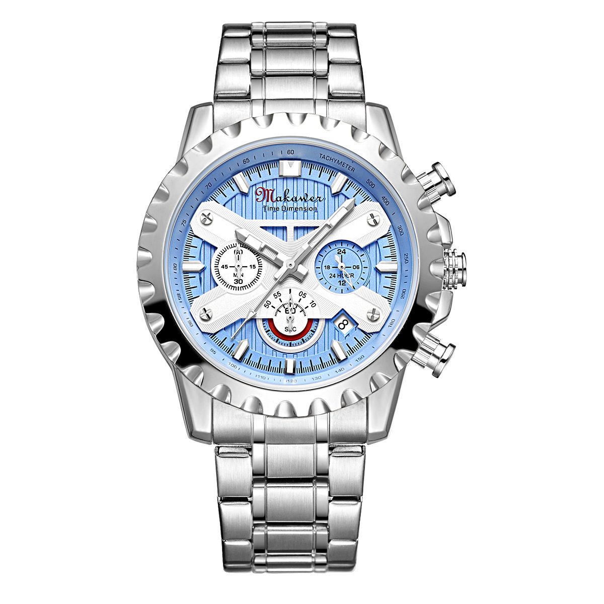 실버 쉘 블루 표면 실버 스틸 벨트