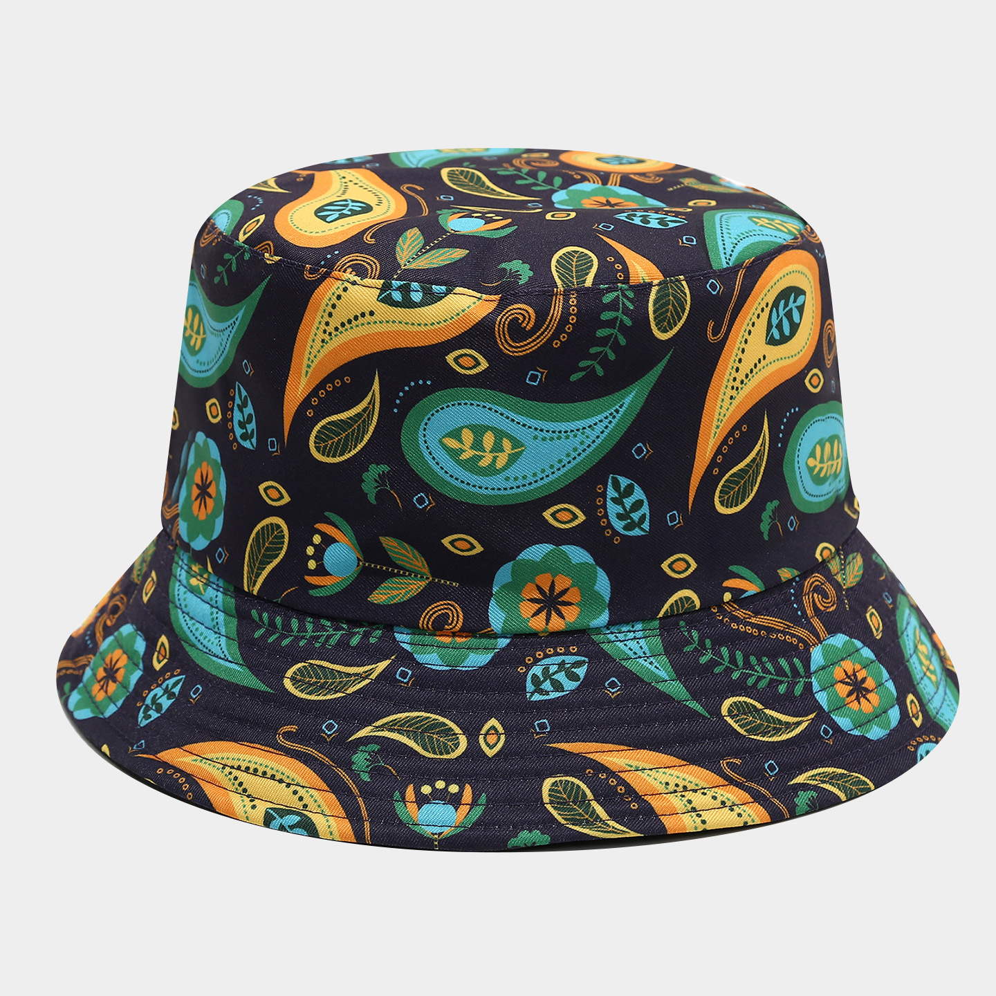 Sombrero de pescador con patrón de flor de anacardo Moda europea y americana retro impresión digital sombrero de doble cara con lavabo sombrero de protección solar de primavera y verano image 7