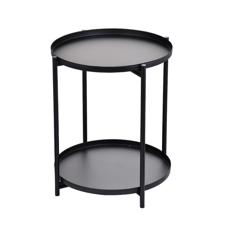 INS nórdico creativo mesa de café mesa de borde de hierro moderno minimalista sala de estar balcón pequeña mesa redonda mesa de bandeja de doble capa