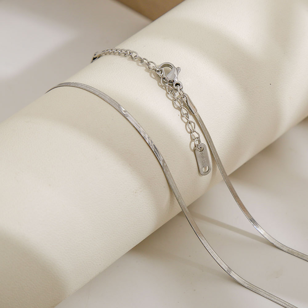 Protection Talisman Jewelry New Stainless Steel Blade Flat Snake Bone Necklace For Men Hip Hop Cool High Street Men's Trendy American Style Clavicle_voghion.com