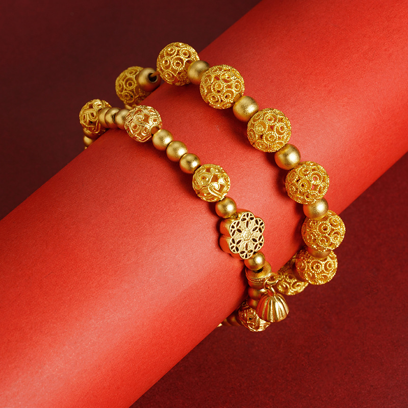 Sha Jin China estilo ling ling ling pulsera de marea nacional de mujer hortenida loto imitación cadena de perlas de oro fabricantes Yiwu al por mayor joyerías al por mayor image 3