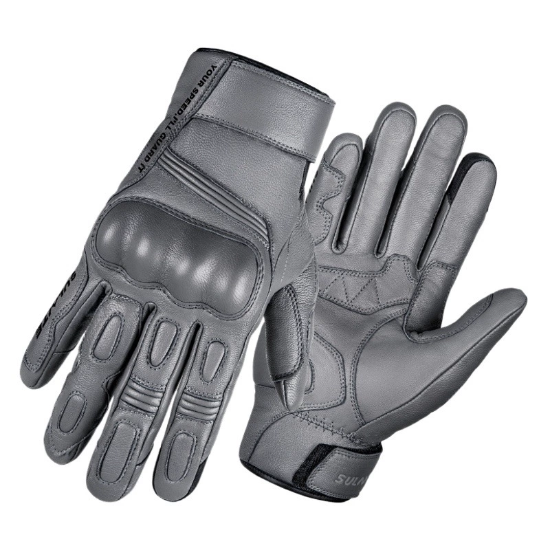 Suleite Мотоциклетные теплые перчатки Зимнее лобовое стекло Оборудование для верховой езды из овчины Дышащие Холодостойкие кожаные перчатки с полными пальцами