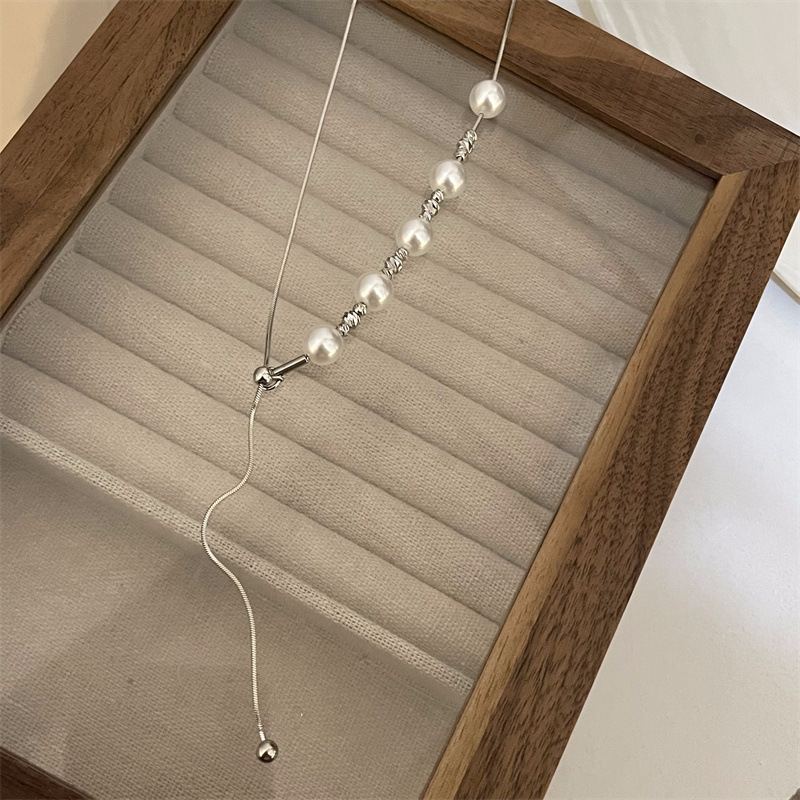 Simple Style Classic Style Geometric Solid Color Titanium Steel Plating Long Necklace display picture 3