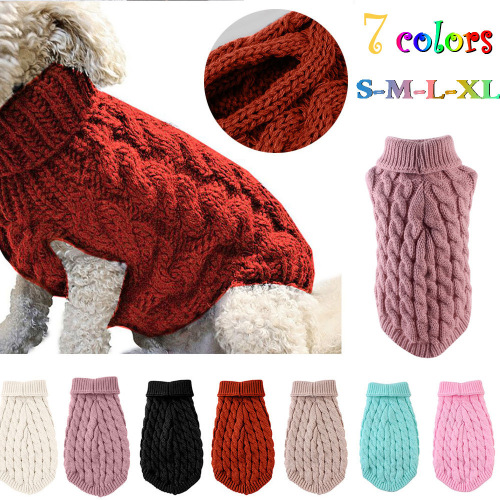 Pet Dog Sweater Fashion Autumn Winter New Pet Clothes Solid Color Cable Knit Warm Clothing Comfortable