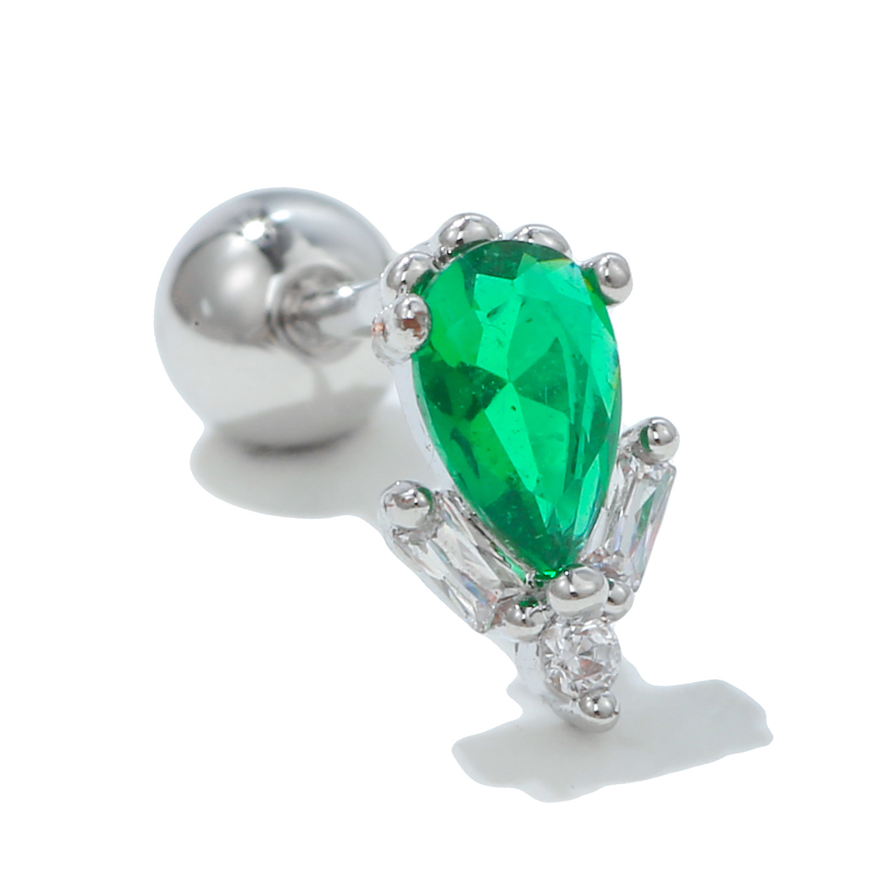 Fashion Square Cherry Heart Shape Copper Inlaid Zircon Ear Studs 1 Piece