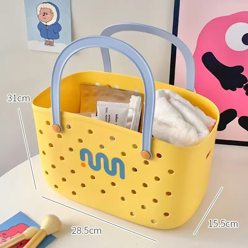 【ドーパミン】コントラストカラーのポータブルバスバスケット、買い物かご、バスルーム家庭用品収納バスケット、浴室用|undefined