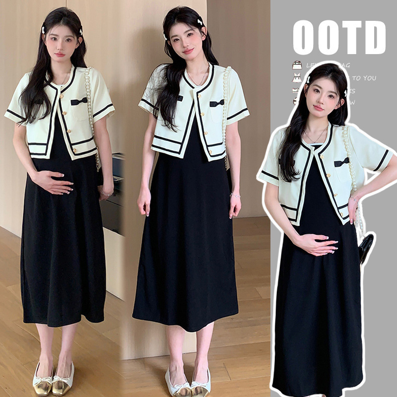 Maternity Summer Dress 2025 Hot Mom Elegant Suspender Skirt Summer Small Fragrant Suit Jacket Professional Suit