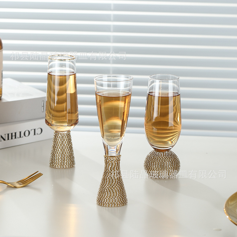Luz de lujo de estilo europeo diamante rojo vino vidrio Hada diamante Copa mango champán Copa whisky Copa