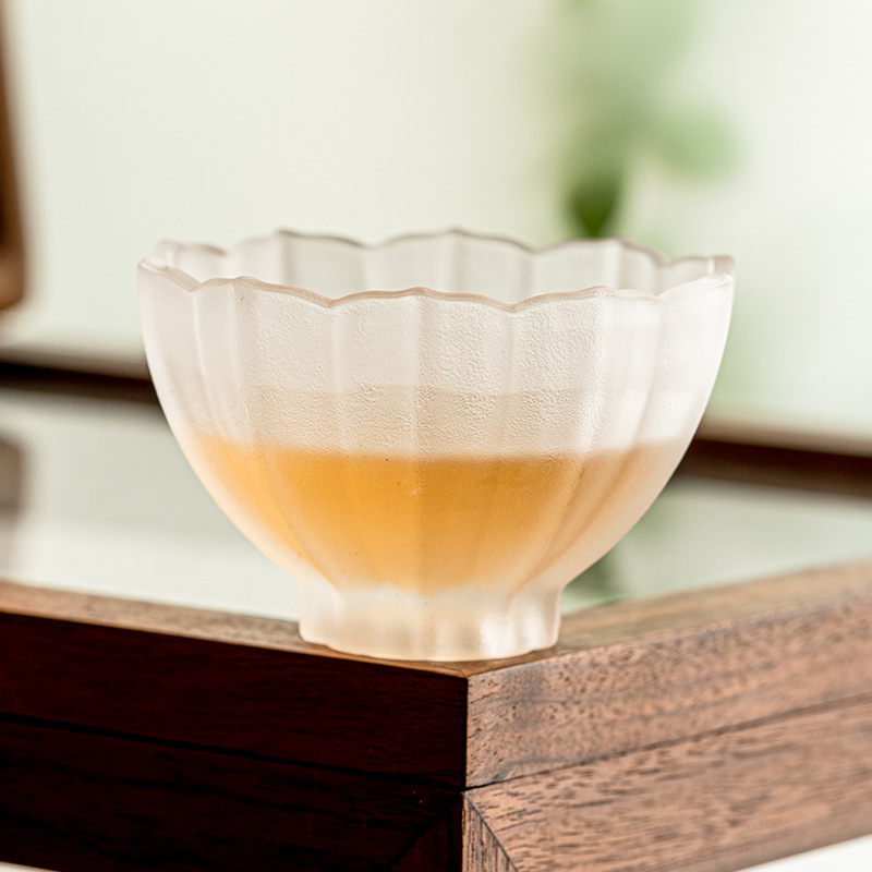 厂家古法磨砂琉璃杯莲花杯茶杯高档功夫茶品茗杯子喝茶主人杯单杯