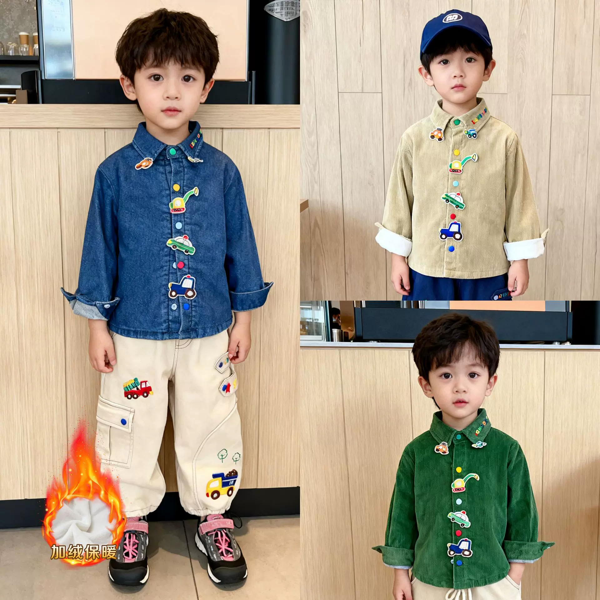 男童衬衫2025秋冬季新款儿童衬衫纯色男童衬衣儿童秋衣一件代发