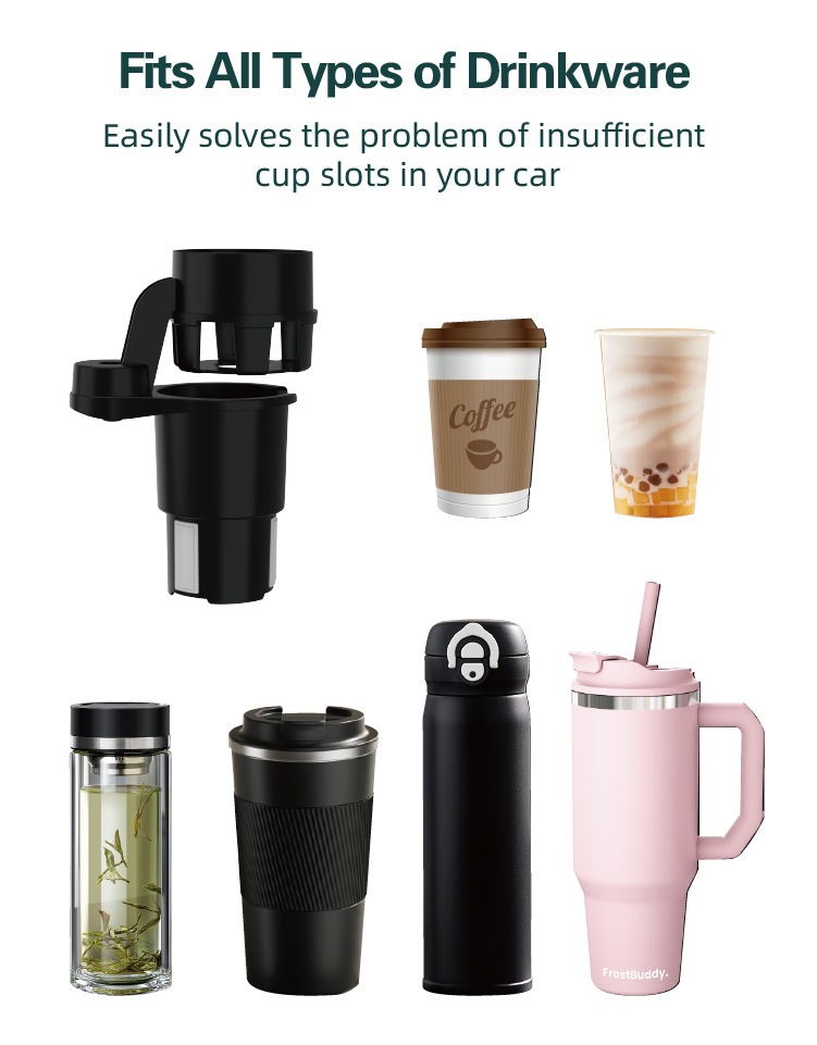 Car-mounted floating small table 360 ° Rotating multifunctional cup holder, dining plate tray, non-slip, wear-resistant, extended arm