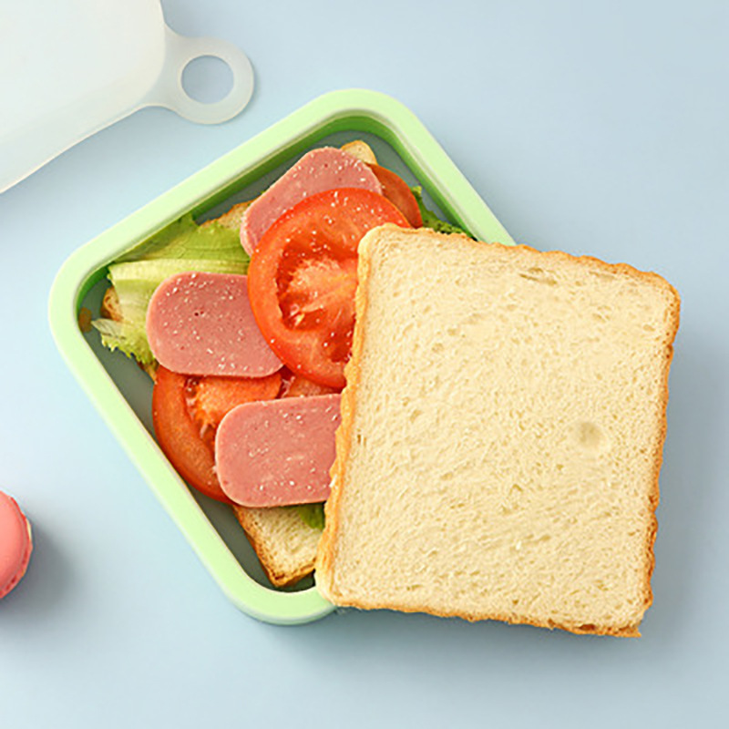 三明治面包外带收纳打包盒便携式硅胶便当包学生上班族午餐保鲜盒