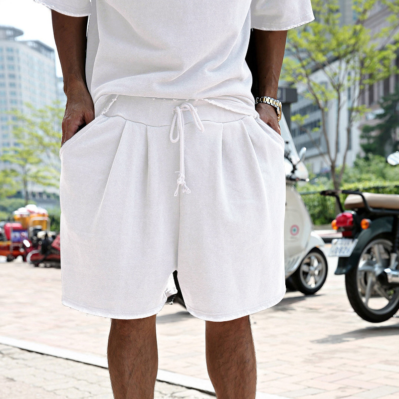 427g Weight Short Sleeve Sleeve Length Cotton Blend Fabric Type Shorts Sets Sets Type 2 Pieces Set Quantity Sports Occasion Round Neck Neckline Regular Fit Fit Type Solid Color Pattern Summer, Spring Season Men's Gender Casual Style Men's Solid Color Shorts Sets Men's Clothing 1