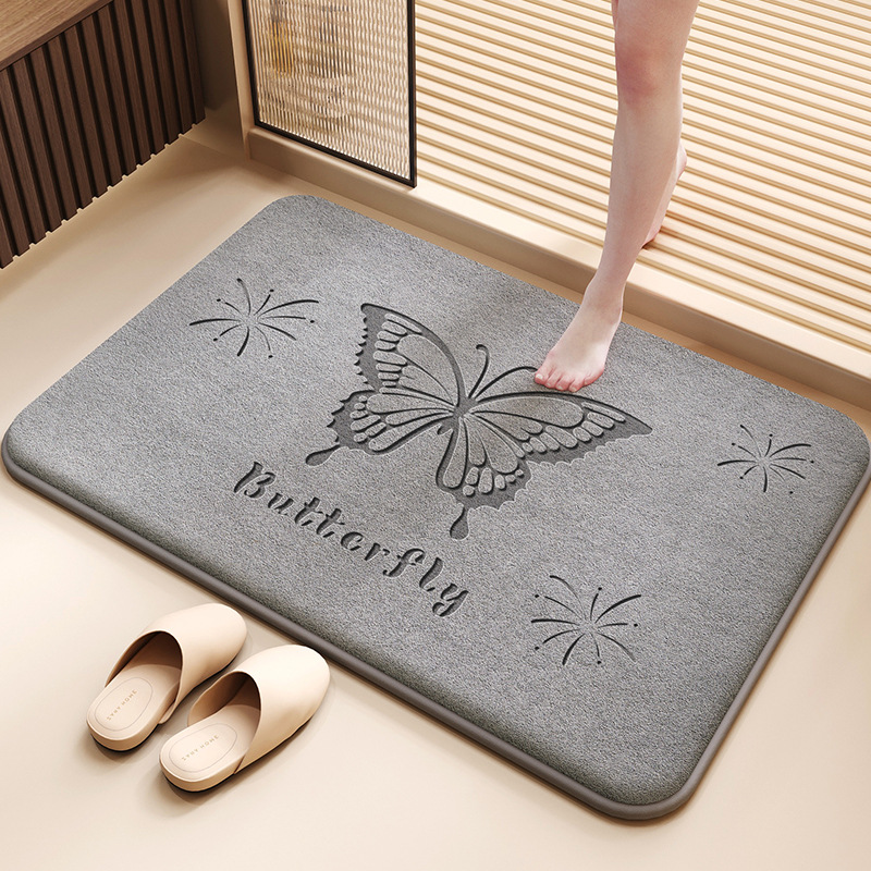 Bathroom Strong Absorbent Floor Mat, Bathroom No-Wash Foot Mat, Toilet Door Non-Slip Carpet, Thickeneded, Stain-Resistant, Quick-Drying Mat