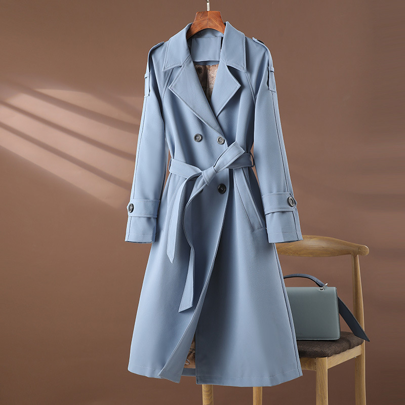 Women's Mid-Length Trench Coat, 2023 Autumn/Winter, Loose Fit, Slim Waist, Elegant Style, 8525