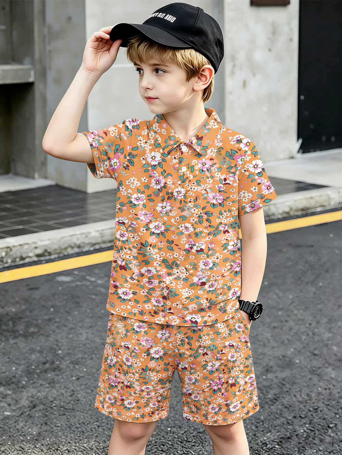 Boys T-shirt And Shorts Set With 3d Printed Design_voghion.com