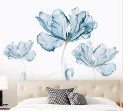 廠家直銷批發臥室床頭客廳玄關走廊北歐藍花牆貼畫自粘裝飾GS9074