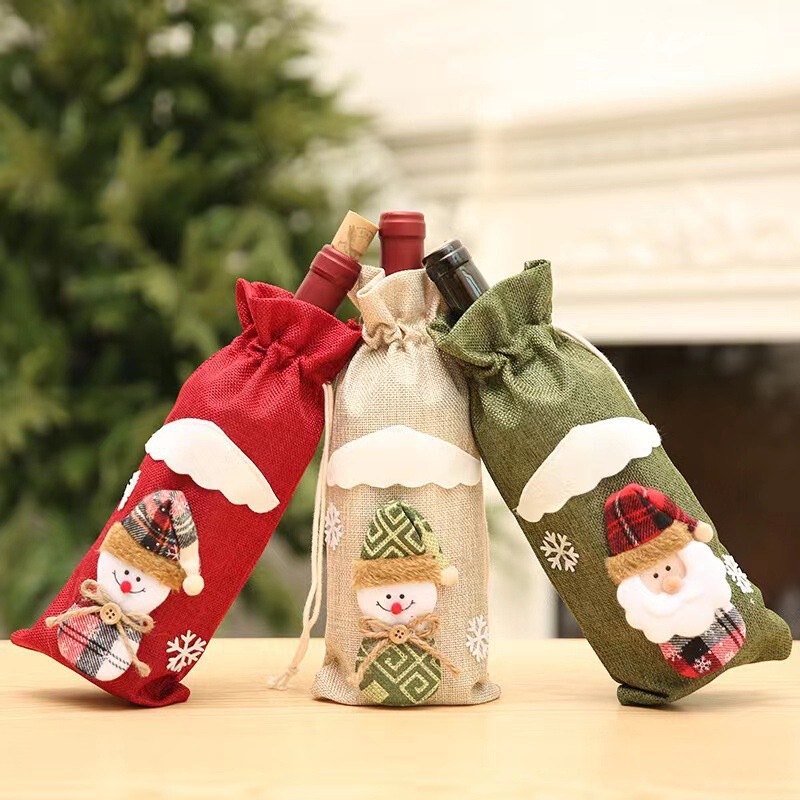 クロスボーダー酒瓶セット酒袋麻布クリスマス新品シャンパンワイン瓶セットワイン瓶袋テーブル装飾品|undefined