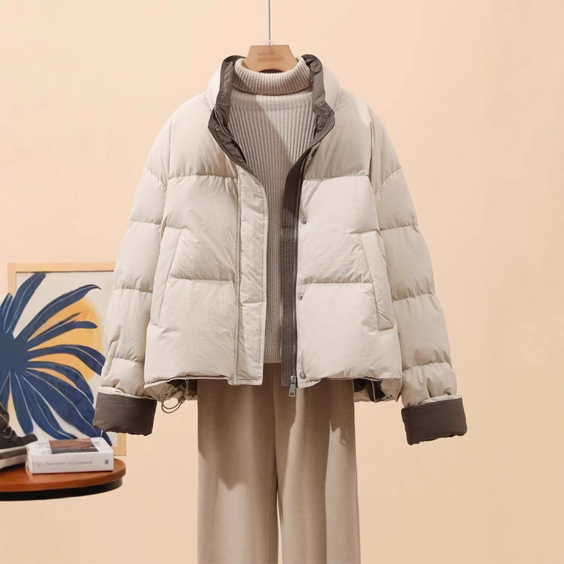 2025 Winter Fashion Candy Color New down Jacket Women's Short Color Block Petite Puffer Coat