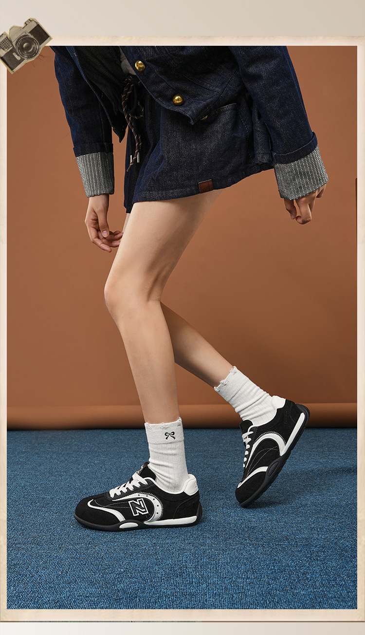 Giày sneaker nữ chạy bộ mesh thoáng đế bệt phong cách cổ điển — 298 Nâu Caramel chi tiết 14