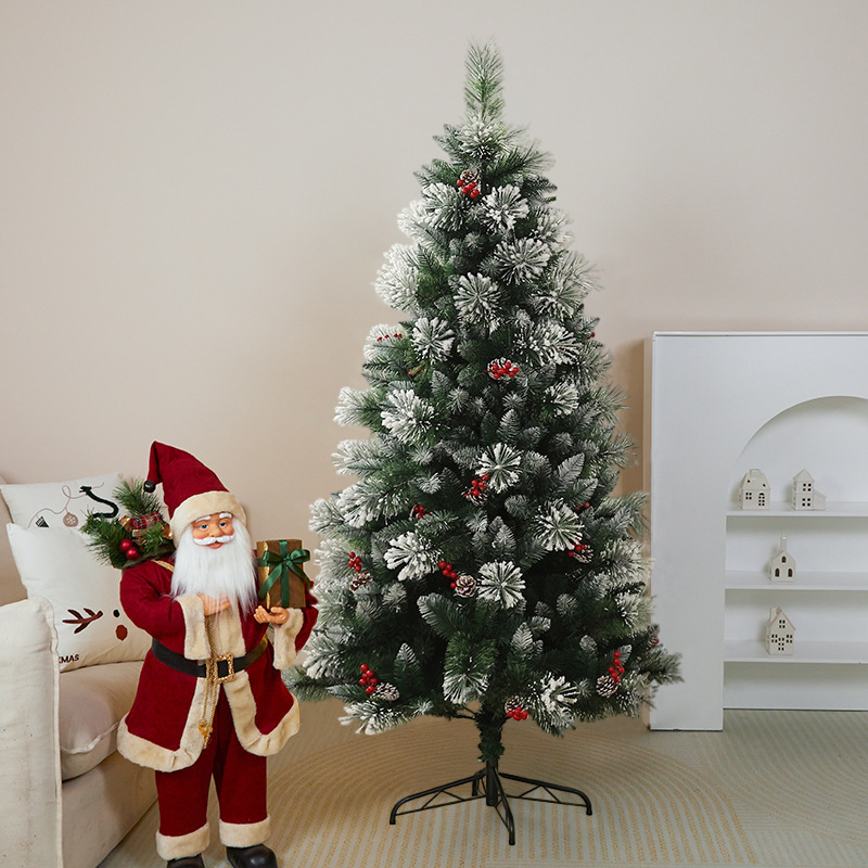 Amazon gran árbol de Navidad cifrado PE copo de nieve árbol de Navidad mezcla árbol de pinos árbol desnudo flocado árbol de nieve personalizado