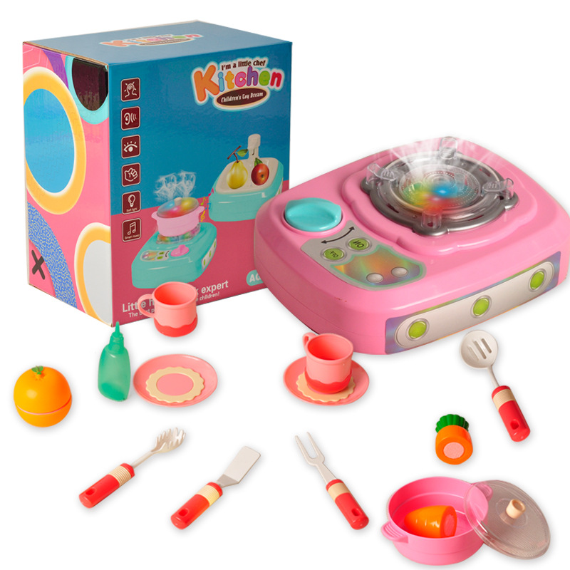 Cocina eléctrica de los niños aerosol lavabo chica casa simulación cocina aparatos de cocina vajilla