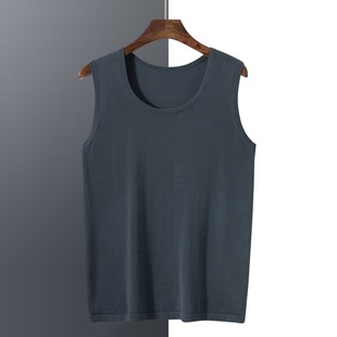 Cashmere vest men's pure cashmere Spring and Autumn new round neck 68 worsted thin knitted vest