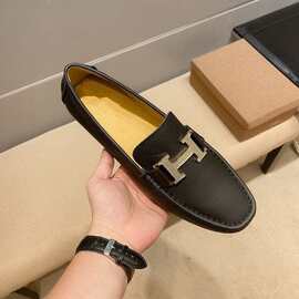 2025秋季新款男士跨境乐福鞋商务休闲鞋套脚皮鞋头层牛皮轻便单鞋